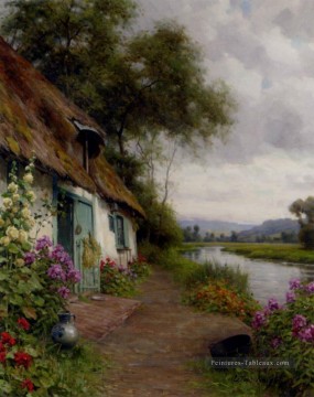 A Cottage Riverside paysage Louis Aston Knight Peinture à l'huile